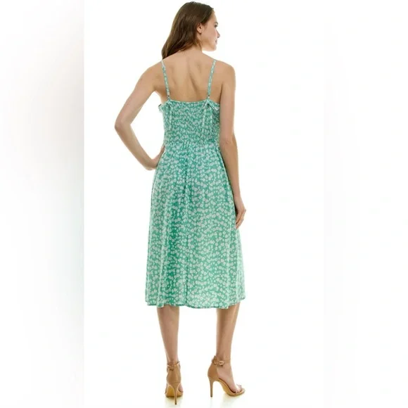 Lily Rose Women’s Medium Molded Cup Side Slit Midi Dress Green Floral- NWT - Picture 2 of 7